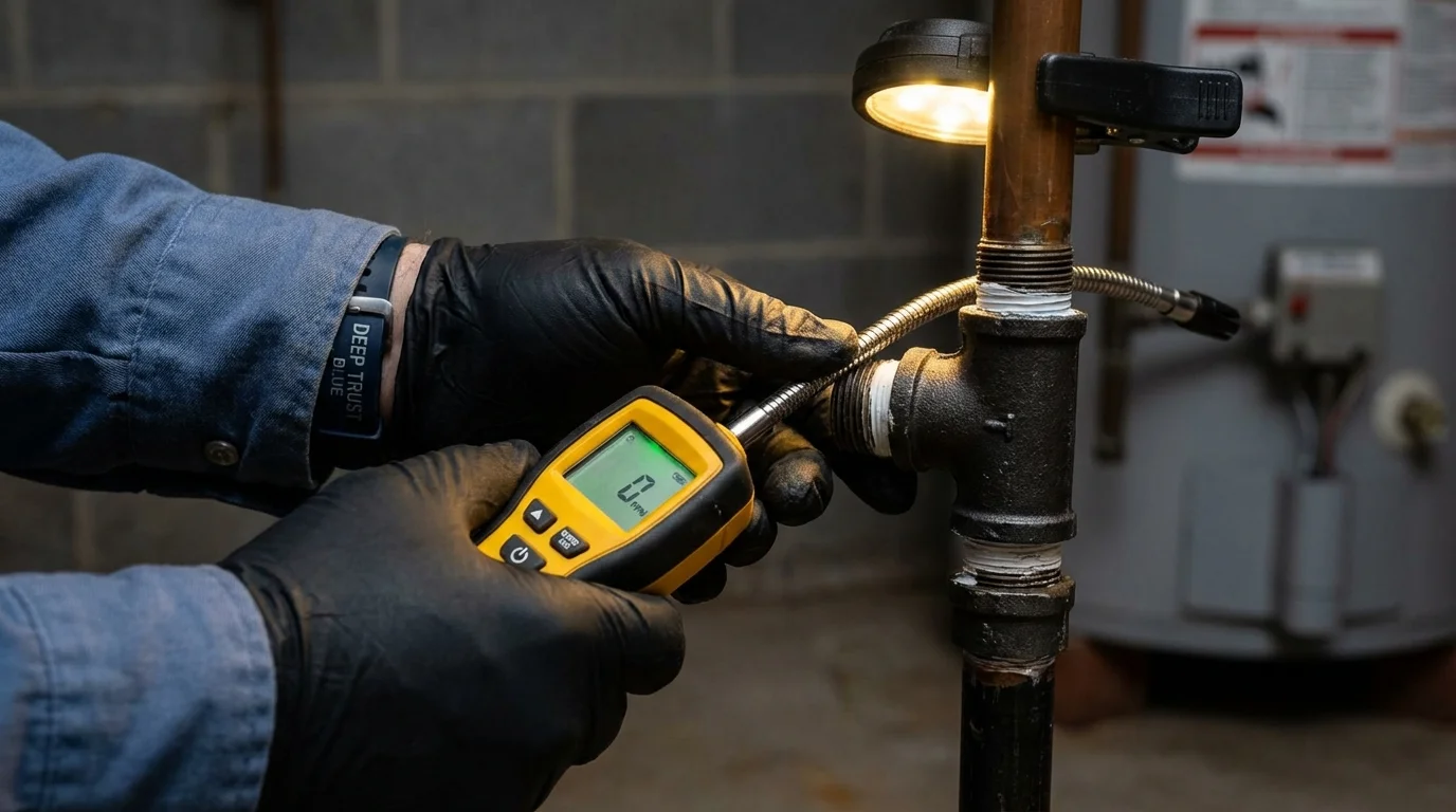 Gas leak detection with electronic sniffer by Johns Plumbing LLC in Pahrump