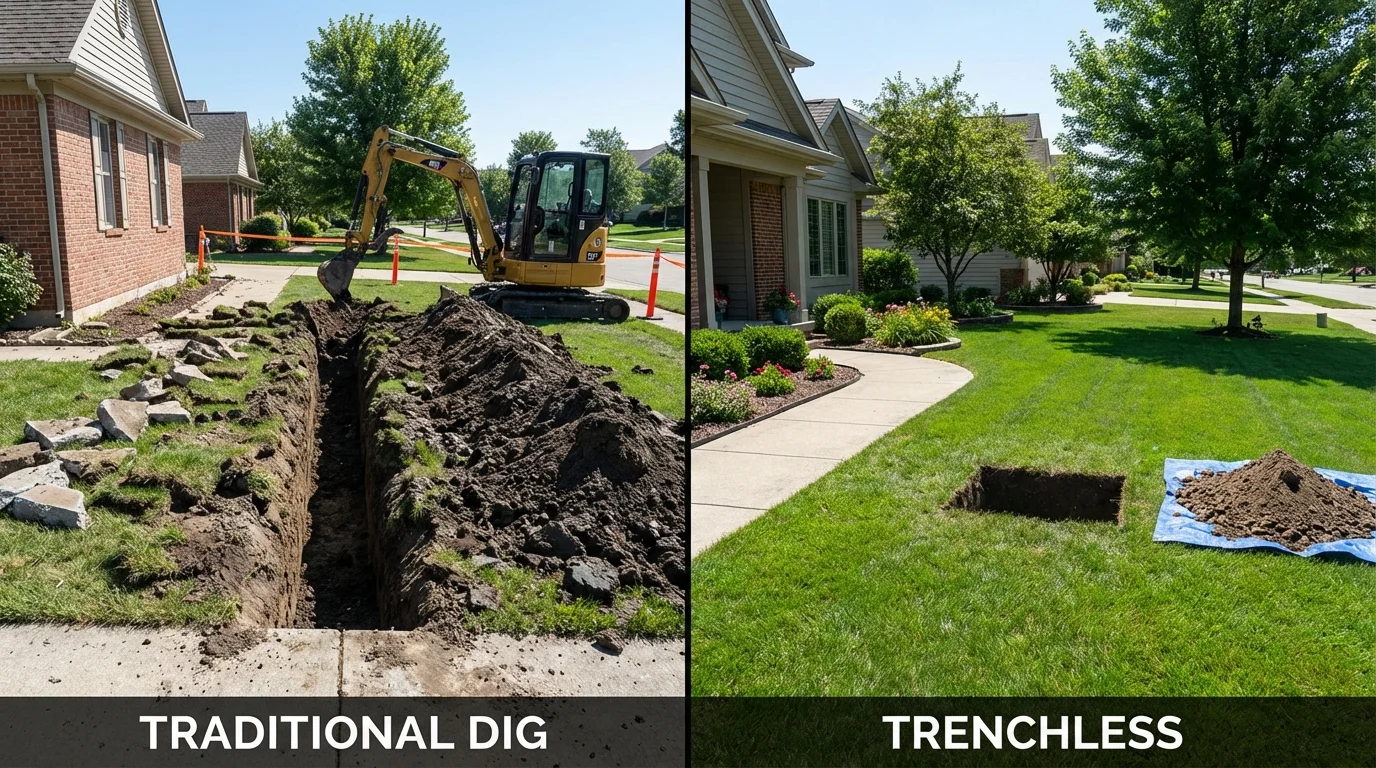 Trenchless sewer repair with minimal yard damage versus traditional excavation in Pahrump, NV